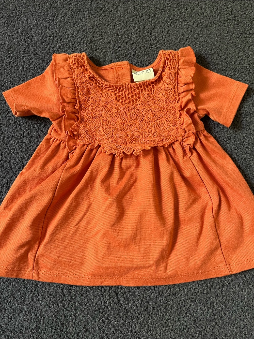 Rachel Zoe Burnt Orange Crochet Yoke Baby Dress